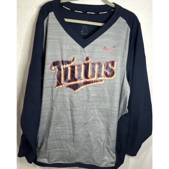Nike Baseball Dri Fit Windbreaker Minnesota Twins V Neck Pullover Men’s Size XL - Picture 1 of 8